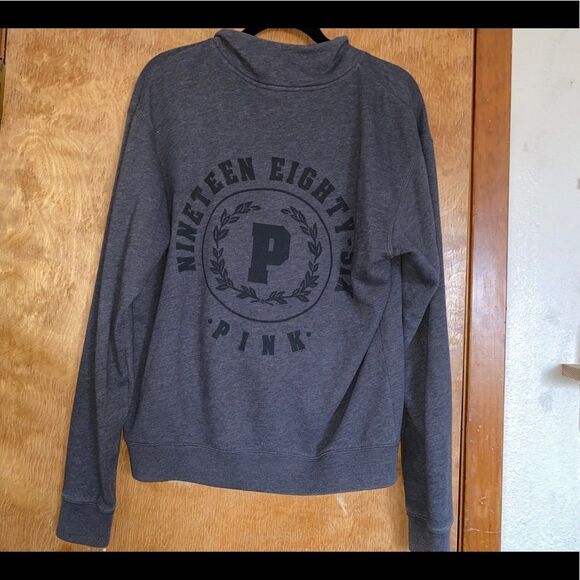 PINK Victoria’s Secret Gray oversized quarter Zip Sweatshirt - Picture 3 of 6
